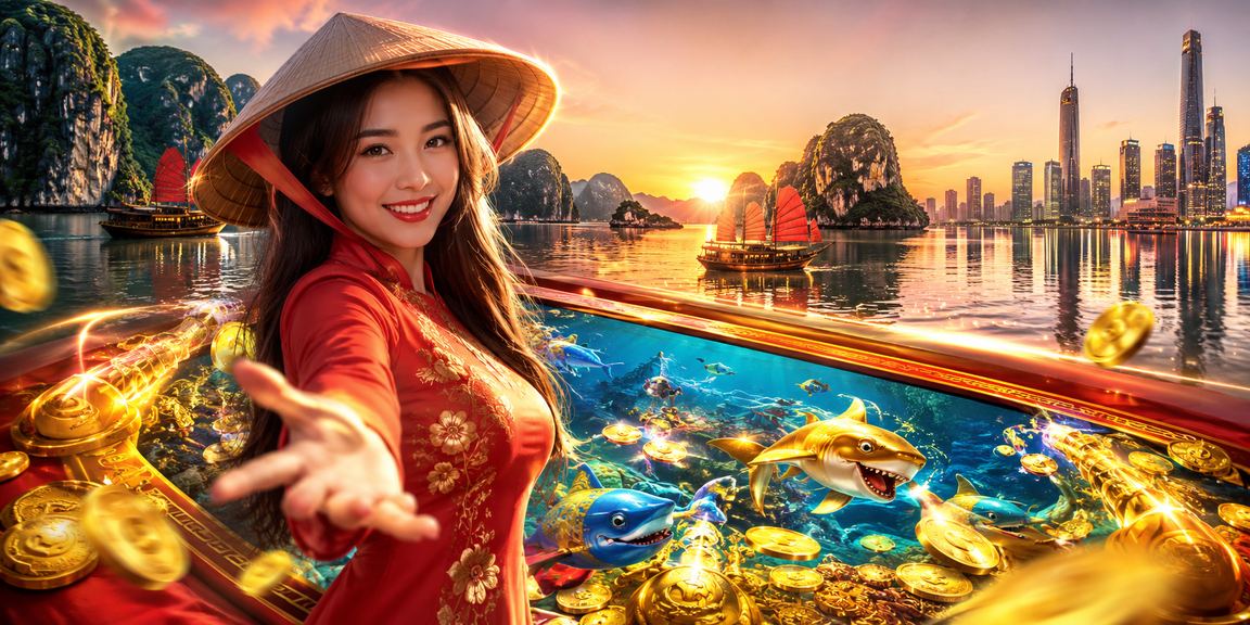 Cảnh vịnh Hạ Long về đêm với người dùng truy cập nền tảng cá cược trực tuyến
